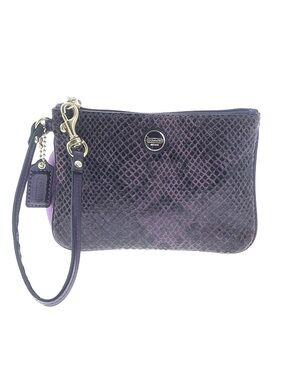 Coach Purple Snake-Embossed Wristlet EUC